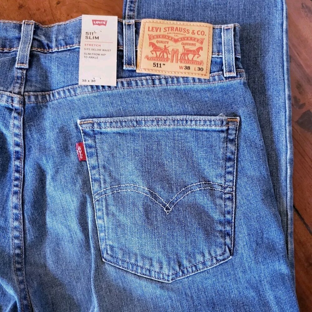 Levis 511 Jeans Women's 38 x 30 Blue Denim Slim Fit Mid-Rise Stretch Soft NWT - Picture 9 of 15
